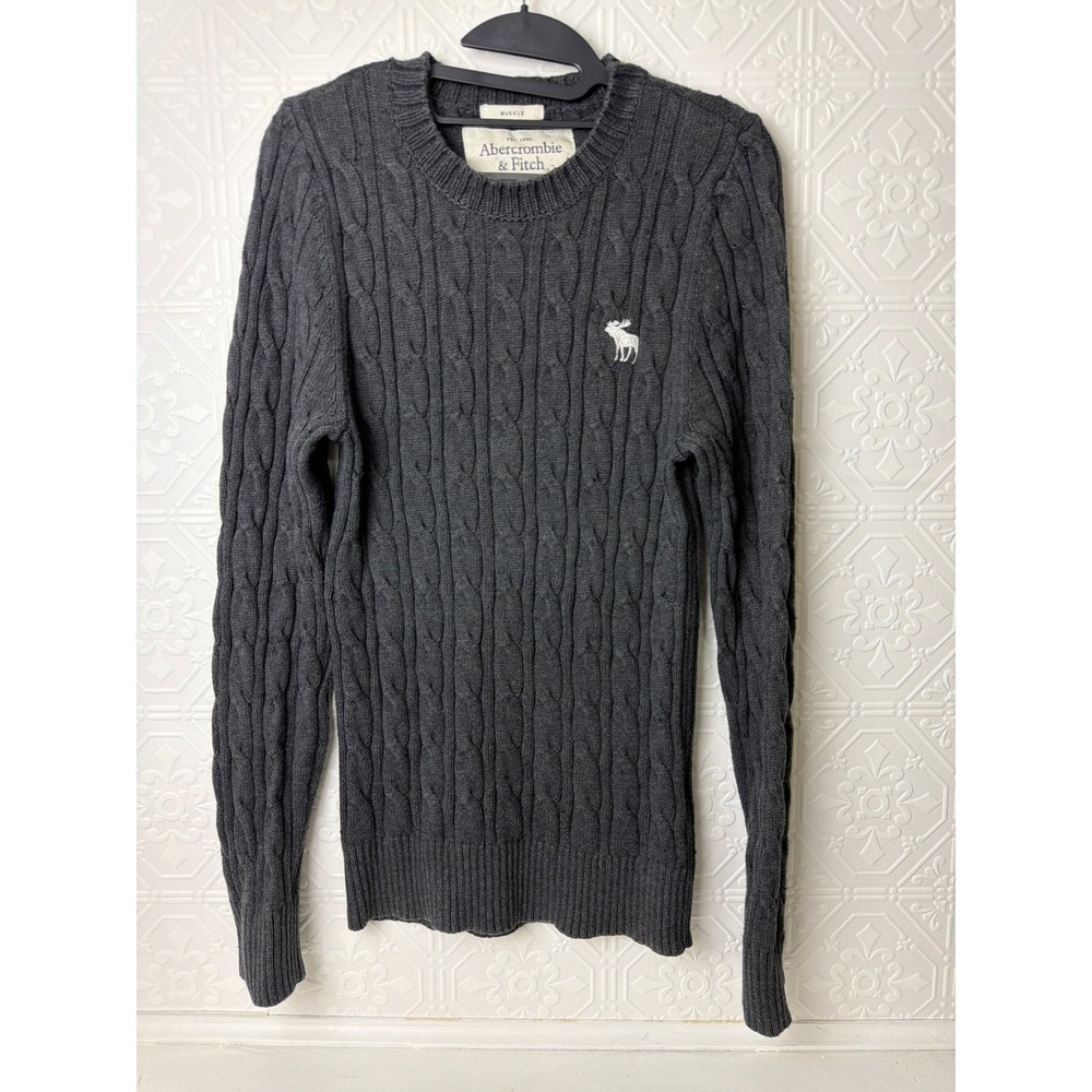 VTG Y2K Abercrombie & Fitch Mens M Muscle Fisherman Sweater Preppy Collegiate